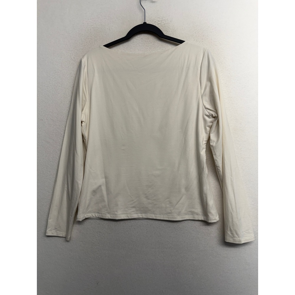 Banana Republic Soft Stretch Boat Neck Long Sleeve Top Cream Off White L - Picture 2 of 6